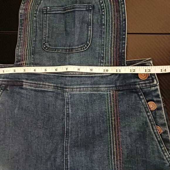 NEW Modcloth Bouncing Over The Rainbow Denim Shortalls w/ 3.5" Inseam, Size 0 - Picture 12 of 15